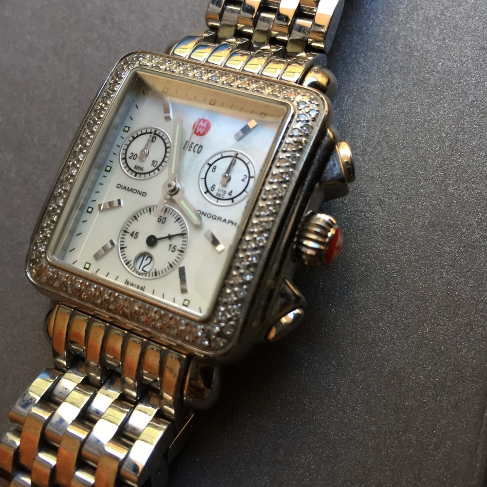 Michele Diamond Deco stainless watch